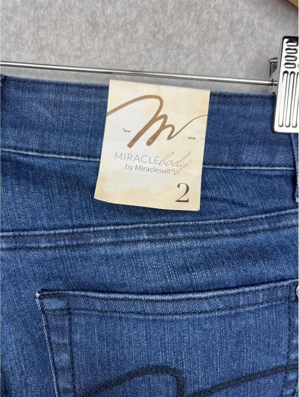 Miraclebody By Miraclesuit Womens Dark Wash Ankle Straight Jeans Size 2